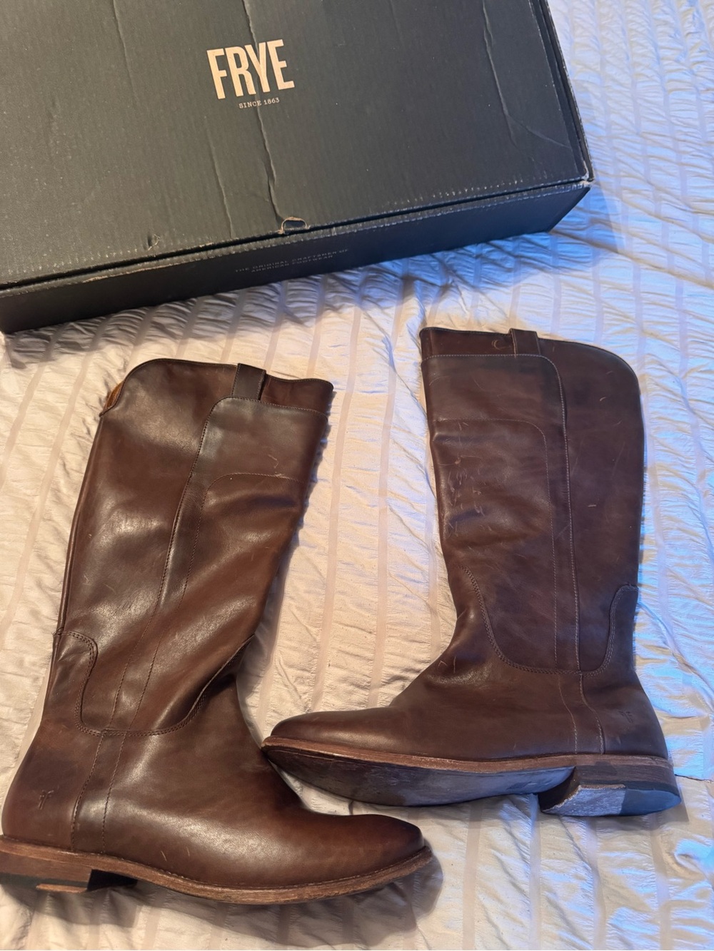 Frye Brown Leather Knee-High Riding Boots - Picture 2 of 7